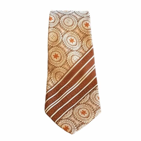 Vintage Patterned Tie Brown Cream - Picture 5 of 5